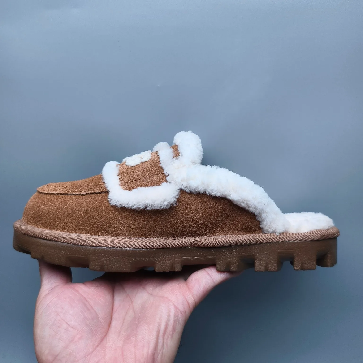 💰440 UGG sheepskin all-in-one snow boots 1206 curly large LOGO casual fur mop Color: maroon sand antelope brown Size: 35-40
